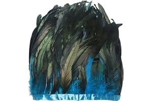 keland 1 Meter Lang und 9 Zoll Breit Hahn Federborte Feather Fringe Trim DIY Feder Cape Schal Rock Halloween Kostüme Dekoration (A-Blau)