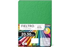 Fieltro para Manualidades, Fieltro de Colores, Suave y Flexible, Material para Costura, Telas Patchwork, Ideal para proyectos DIY, artesanía o decoración, 20x30cm - m-office (verde, 5 uds)