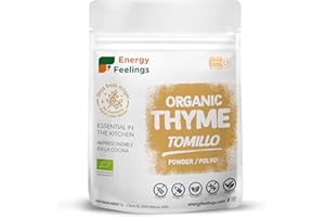 Energy Feelings Timo Bio disidratato in Polvere 200g |100% Timo Naturale Bio disidratato senza additivi o zuccheri aggiunti | Vegan senza glutine senza lattosio | Ideale per l'infusione di timo