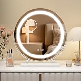 Kwanner LED Makeup Mirror with Lights, Hollywood Vanity Mirrors with Touch Control, Dressing Table Lighted Tabletop Round 40c