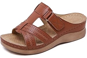 CELANDA Mules en Cuir pour Femme Sandales Mode Bout Ouvert Compensées Plateforme Pantoufles Premium Orthopédiques Sandales Vintage Chaussons de Plage d'été Taille:36-44 EU