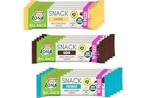 Enervit, Enerzona Protein Snack 40-30-30 Variety Pack 10pz Noir + 10pz Cocco + 10pz Cookies, Barrette Proteiche per Dieta a Zona con Proteine del Latte e Fibre, Senza Olio di Palma