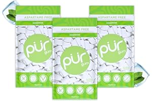 PUR Gum | Chewing-Gum Sans Sucre | 100% Xylitol | Végétalien, Sans Aspartame et Sans Gluten | Gum Naturel Au Goût De Coolmint, 55 Pièces (Lot De 3)