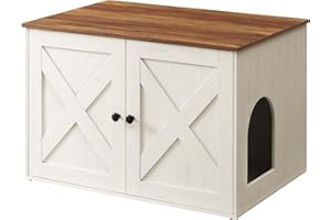 Feandrea Katzenhaus, Katzenklo-Schrank, Tisch, 70 x 50 x 50 cm, honigbraun-vintageweiß PCL022K02