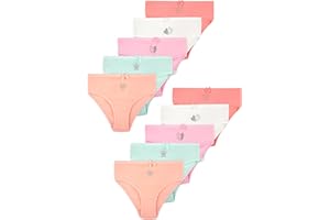 LOREZA ® 10 Mädchen Baumwolle Strass & Glitzer Slips Pantys Unterhosen Unterwäschen 92-158