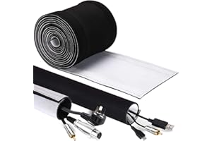 GeeRic 4M Kabelschlauch Neopren Kabelkanal mit einstellbarem Durchmesser für Kabelmanagement, Neopren Flexibler und wiederverwendbarer mit Klettverschluss Schwarz/Weiß