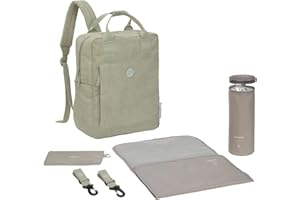 LÄSSIG Baby Wickelrucksack Wickeltasche Rucksack mit Wickelunterlage, Kinderwagenbefestigung, Flaschenhalter nachhaltig produziert/GRE Vividal Backpack