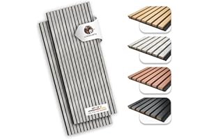 Loxodonta Akustikpaneele 2er Set 275×28 cm (1,54 m²) – Holzoptik Farbe Betongrau – Akustik Wandpaneele mit Filz zur Schalldämmung