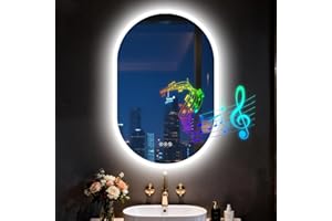 LUVODI Espejo Baño Led Bluetooth, 60x90cm Espejo Baño con Luz Ovalado, Espejos de Pared con Interruptor Táctil, Función Antivaho, luz Regulable de 3 Colores, Función de Memoria, Impermeable IP66