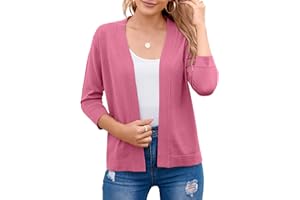 TASAMO Women's Elegant Cropped Cardigan 3/4 Sleeve Open Front Shrugs Sweater