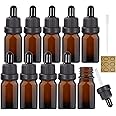 10Pcs, 10ML Amber Glass Dropper Bottle - Alledomain Empty Dropper Bottles with Glass Pipettes, Refillable Small Sample Glass Bottles for Essential oil Blends/Perfumes/Aromatherapy/Chemical Liquid