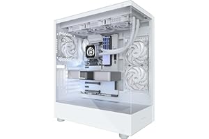 ‎MUSETEX MUSETEX PC Gehäuse ATX 3 Non-LED Lüfter vorinstalliert, Typ-C Mid-Tower Computergehäuse mit Vollsicht-Doppelglas, Gaming PC Gehäuse,Weiß(K2)