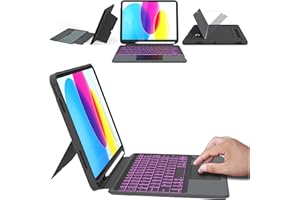 VANKEYPAD Étui avec clavier amovible pour iPad (A16) 11e génération 11" 2025, iPad 10e génération 10,9", 2022 - Rétroéclairage 7 couleurs,Pavé tactile intelligent,Support vertical, Français AZERTY Clavier