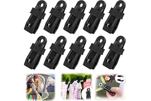 WARMFUNN 10 Pièces Pinces de Bâche, Réutilisable, Pinces pour Fixer Couverture de Bateau/Piscine/Voiture, Ensemble de Pinces à Bâche pour tentes, Camping, Soleil, auvent, Coupe-Vent, Accessoires