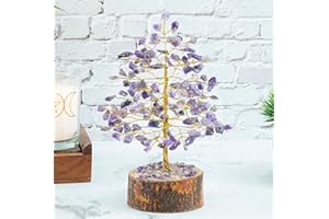 CROCON Amethyst Crystal Tree of Life, Chakra Tree of Life, Handmade Gemstone Tree for Positive Energy, Feng Shui Tree Figurine, Money Tree Bonsai, Artificial Tree, Stone Tree, Spiritual Gifts, Home Decor