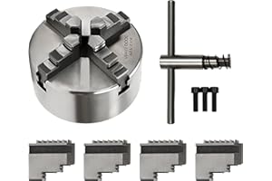 NAMASYO 4 Backenfutter Ø80mm/100 mm/125mm 4 Backenfutter Vierbackenfutter Drehbank Chuck,Hochpräzises Drehbankfutter, Selbst Zentrierendes Spannfutter mit Präzisions-Kegelrad, für Drehmaschine (125mm)