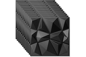 FENGQQKJ 3D Wandpaneele 3D Paneele PVC Platte 3D Wandpaneele 3D Wall Panels Fassadenverkleidung Deckenplatten Gaming Wall Panels Paneele Tapete Schwarz für Wohnzimmer, Schlafzimmer 12 Stück