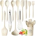 Omtofo 13 Pièces Set Ustensile Cuisine Silicone, sans BPA, Antiadhésive Anti-Rayures Cuisine Accessoires, Passe au lave-vaiss