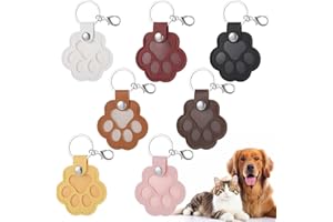 GSrenyu 7Pcs Pet Memorial Gifts for Cat Dog, Cute Leather Paw Keychain Pet Hair Keepsake Pets Fur Keepsake Keyring With Snap Button for Paw Charm Key Holder Bag Purse