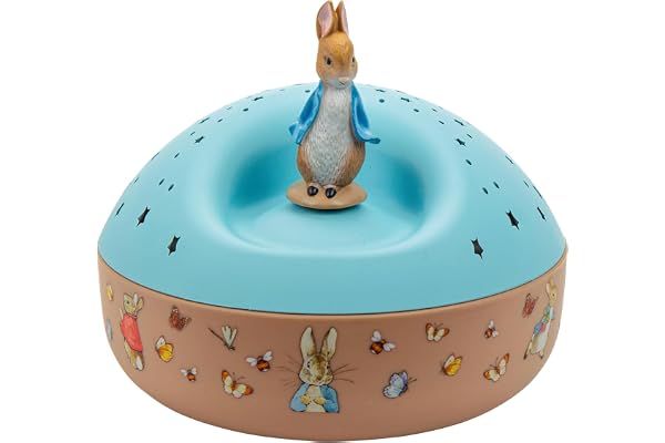 TROUSSELIER - Peter Rabbit. - Veilleuse - Idéal Cadeau Enfant - Projecteur d'Etoiles Musical - Figurine rotative - Piles incluses