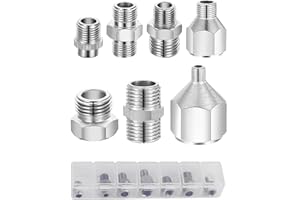 MAGICROSE 7 pcs of Airbrush Adaptor Set Airbrush Fitting Airbrush Connector Kit Airbrush Threaded Plug for Connecting Airbrush and Air Compressor with Transparent Plaxtic Box