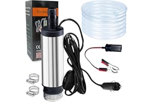 Ousinby Fuel Transfer Pump,12V Diesel Pump Oil Pump Portable Stainless Steel Submersible Pump Small Kerosene Pump and 3 Meter Hose for for Vehicle Camper Truck Caravan Motorhome