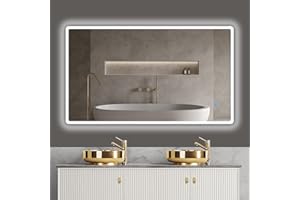 ‎BAKLON baklon Wandmontage Badspiegel LED, Badezimmerspiegel mit Beleuchtung, 120 x 70 cm Badezimmer Spiegel mit Touch-Schalter, IP65 super wasserdicht, 3 Farbtemperaturen, IP44 energiesparend A++