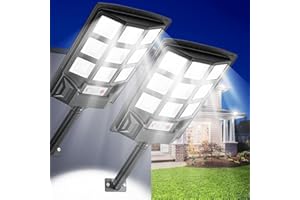 SENDALE 2 Pezzi Lampione Solare Led Esterno da 300W con Telecomando|Faretto Led da Esterno Solare 6500K con Sensore di Movimento|IP67 Impermeabile lampioni solari da esterno per Garage