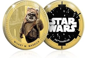 FANTASY CLUB Star Wars Trilogía Original Episodios IV - Vi - Wicket W. - Moneda/Medalla Conmemorativa acuñada con baño en Oro 24 Quilates y Coloreada a 4 Colores - 44mm