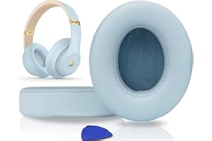 SoloWIT® Cuscinetti Auricolari Di Ricambio per Beats Studio 2 e Studio 3 Wired/Wireless Cuffia con morbida pelle proteina/memory foam/nastro adesivo forte - Crystal Blue