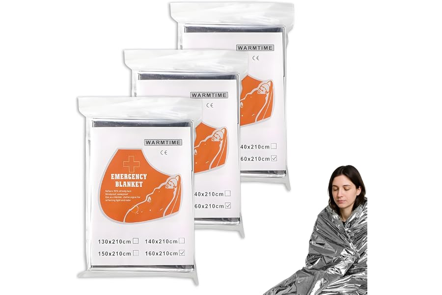 NXPUXP Lot de 3 Couvertures de Survie,Couvertures Thermiques d'urgence Indéchirable & Imperméable,Couverture Survie Or/Argent