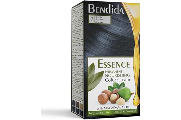 Bendida Coloration Permanente 120 ml à l’huile de macadamia et oxydant à 6% | Couverture 100% des cheveux blancs & brillance longue durée | Coffret avec crème colorante (2 bleu)