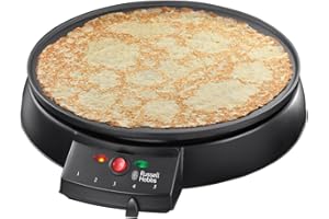 ‎RUSSELL HOBBS Russell Hobbs Crêpes Maker [Ø30cm, antihaftbeschichtete Platte, inkl. Teigverteiler & Wender] Fiesta Elektrogrill (für Crepes, Pancakes, Galettes & Burritos, Taccos, 1000W) Tischgrill 20920-56