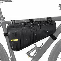 Rhinowalk Driehoekige fietstas, 1,7 liter, waterdichte frametas met YKK-ritssluiting, kabeldoorvoer en pomphouder, slank design, zwart