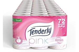 Tenderly, Carta Igienica, Pink, 72 Rotoli, Pulizia Efficace, Delicatamente Profumata, Finemente Decorata, Dermatologicamente testata, Made in Italy, 811E35