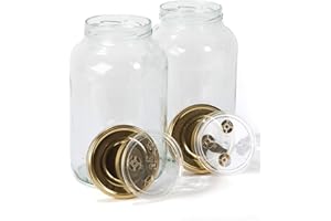 myFERMENTS Glass Jars with Lids - 4,25l Large Mason Jar for Making Kombucha, Kimchi, Kefir - Wide Mouth Bottle for Bulk Pickling, Fermentation - Airtight Smell Proof Food Storage Containers - Set of 2