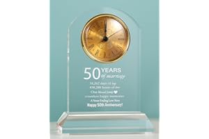 DEEWISH 50th Wedding Anniversary Clock, Best Gifts Ideas for Couple Parents Wife Husband Golden 50 Years of Marriage for Him Her