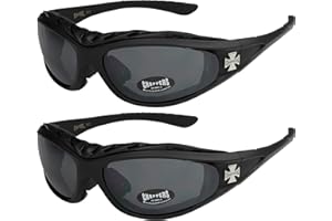 X-CRUZE Choppers 911 Lot de 2 paires de lunettes de soleil avec rembourrage dans les couleurs noir, anthracite, argent et blanc