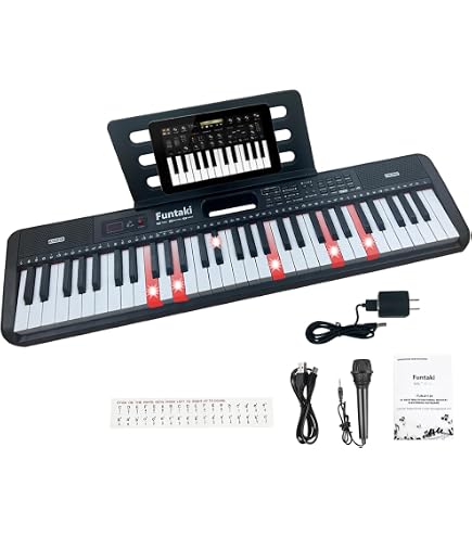 SEAFRONT Piano à clavier électronique Portable à 61 touches, Instrument de musique pour débutants et enfants, noir