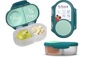 b.box Snackbox | Mini Bento Lunch Box with 2 Leakproof Compartments | Ideal for Toddlers, Kids Lunch & Snacks | Fits Whole Piece of Fruit | BPA Free