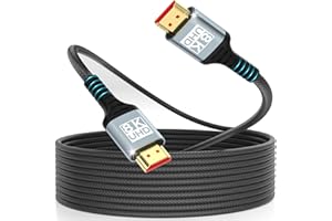 woednx cable hdmi 5m,8K Câble HDMI 2.1 5m Ultra Haute Vitesse 8K@60Hz 4K@120Hz 7680P câble hdmi Supporte HDR10 eARC 3D HDCP 2.2 & 2.3 Compatible avec PS5/4 X-Box HDTV Blu-ray Player/Moniteur/Laptop