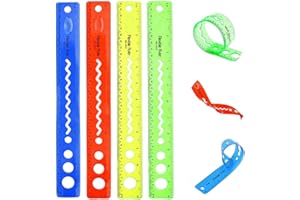 ANZMTOSN 30cm/12inch Shatter Resistant Rulers Bendable Flexible Unbreakable Rulers Transparent Clear Folding Shutterproof Straigt Rubber Plastic Rulers Stationery for School Classroom Home Office(4PCS)