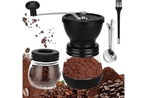 KASANNI Macinacaffè Manuale Portatile Macina Caffè Manuale Maniglia In Acciaio Inossidabile Macinino Manuale Viene Fornito Con Due Barattoli Di Vetro Per Conservare Il Caffè