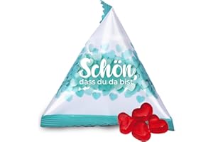 ‎FLAMINGO ON THE BEACH Fruchtgummi Herzen 10er Pack à 15g – Schön, dass du da bist – leckere Trolli Gummiherzen-Tetraeder mit 10% Fruchtsaft – perfektes Dankeschön, Gastgeschenk, Give-Away oder Mitgebsel
