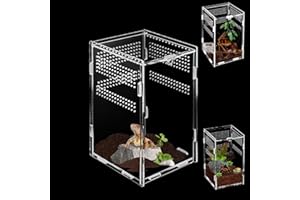 BUOSHUO Acryl Terrarium (20cm*12cm*10cm) - Mini Fütterungsbox für Springspinnen, Schnecken, Eidechsen, Käfer und Andere Reptilien
