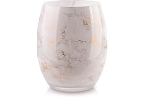Terroso - Vase - Verre Blanc soufflé à la Bouche - Aspect Luxueux, élégant et stylé - 20 cm de Haut - Aspect marbre - Vase à Fleurs