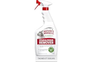 NATURE'S MIRACLE Nature’s Miracle Stain & Odour Remover - Spray Eliminateur pour taches et odeurs organiques des chats - urine, excréments, vomis – Action Bio-Enzymatique – Multi-surfaces – Parfum Agrumes – 709 ml