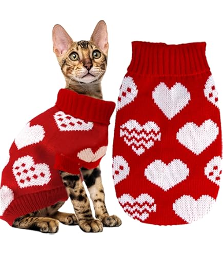 ASENKU Katzenpullover Aus Strick – Weich, Warm, Mit Rollkragen, Für Haarlose Katzen & Kleine Hunde (Größe L, Rosa)