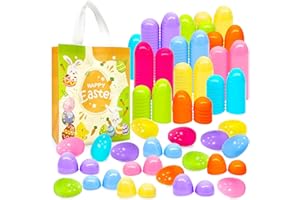 Aviski Lot de 48 œufs de Pâques irisés de 8 × 6 cm pour enfants - Avec 1 sac non tissé - Remplissage de jouets - Friandises et thème de Pâques