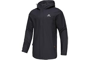 NORDIC OUTLAND Mens Ultra Lightweight Hooded Waterproof Rain Jacket Breathable Raincoat Shell for Hiking fishing walking dogs